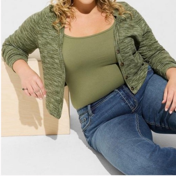 💚TORRID NWT Green Cardigan - Cropped 1X - Picture 6 of 10